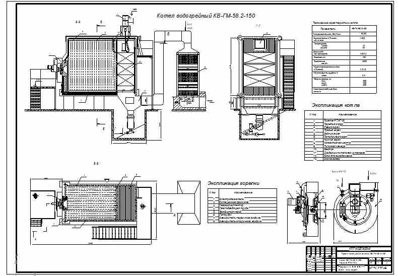 Чертеж Чертеж котла КВГМ-58.2-150