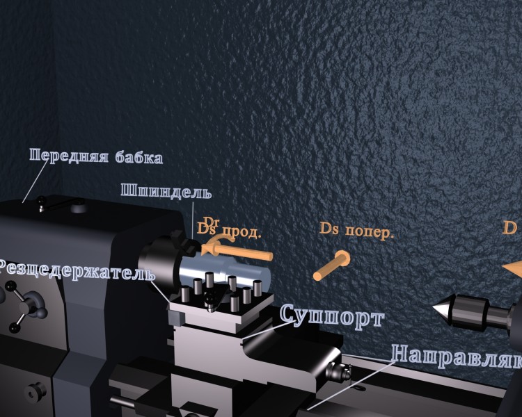 3D модель Общий вид токарно-винторезного станка и его составные части