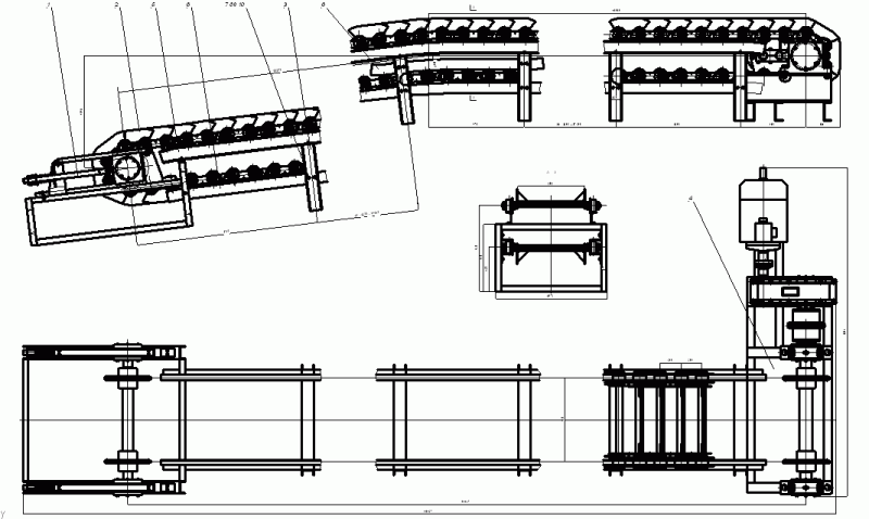 Чертеж Чертёж натяжной станции и пластинчатого конвейера