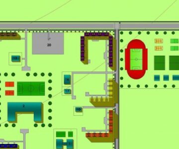 Чертеж Генплан микрорайона на 13400 жителей