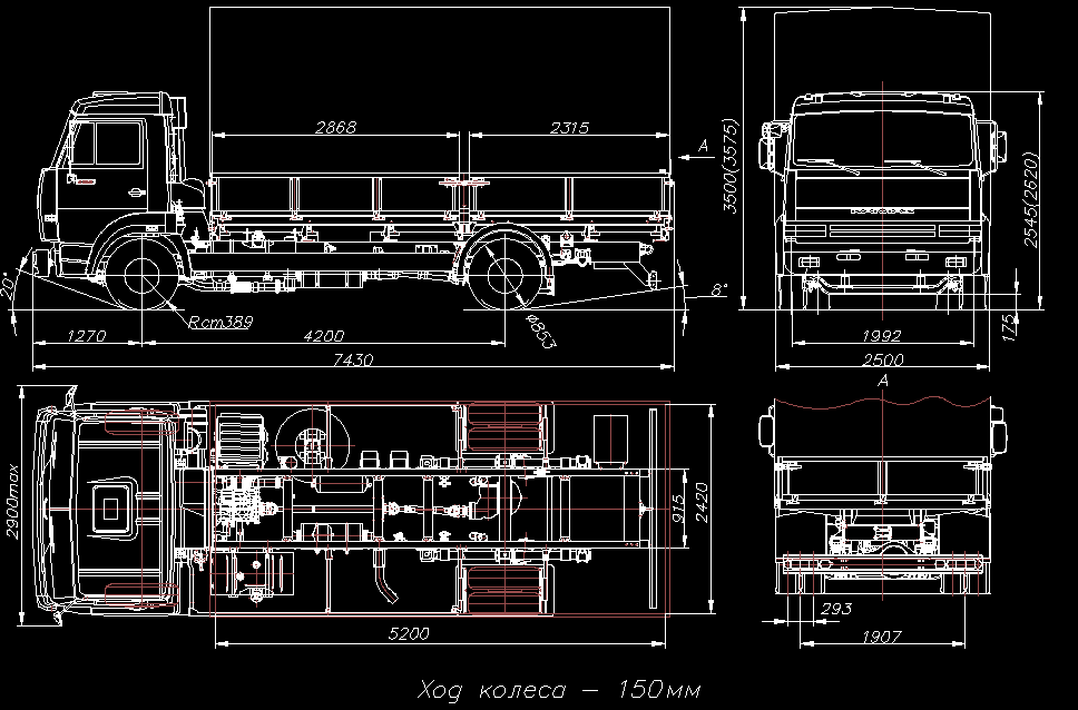 Чертеж автомобиль КАМАЗ-4308