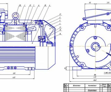 Чертеж Чертеж асинхронного двигателя 4А250M4