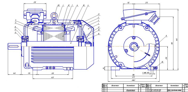 Чертеж Чертеж асинхронного двигателя 4А250M4