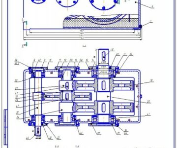 Чертеж Двухступенчатый цилиндрический редуктор с раздвоенной тихоходной ступенью