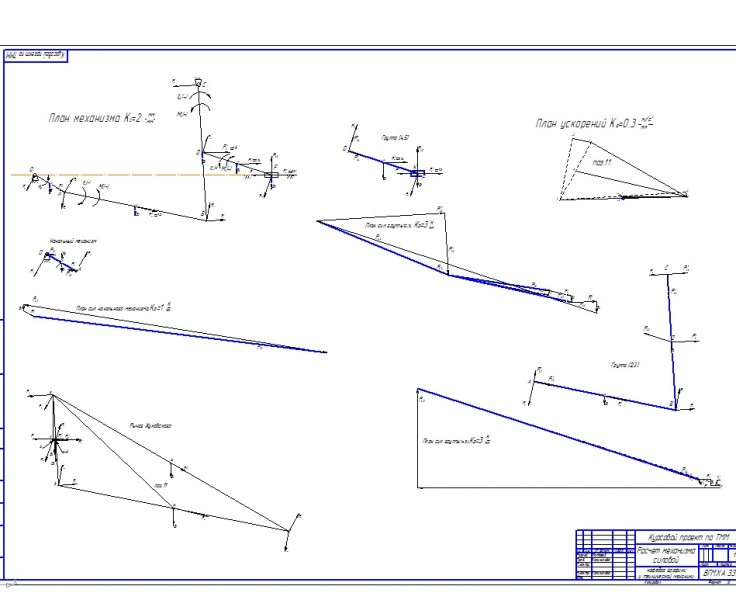 Чертеж Силовой расчет механизма