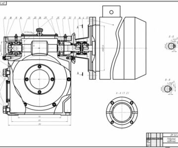 Чертеж Чертеж червячного редуктора Uред.=26