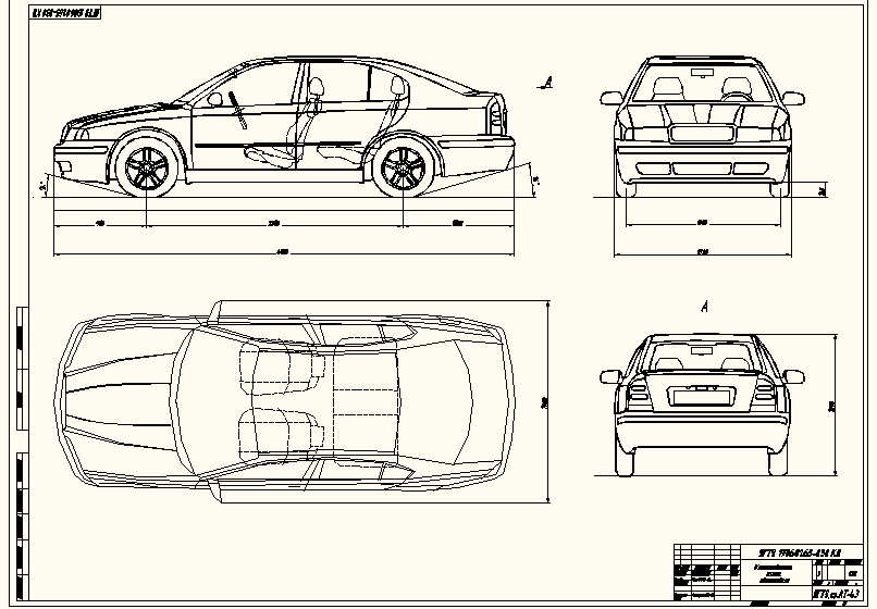 Чертеж Компоновочная схема автомобиля Skoda Octavia