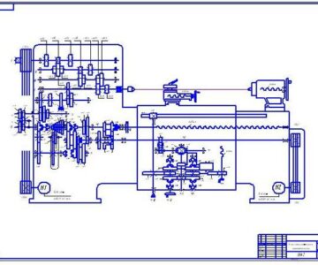 Чертеж Кинематическая  схема токарно-винторезного станка 1К62