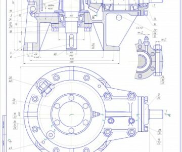 Чертеж Редуктор конический одноступенчатый по метрологии с посадками