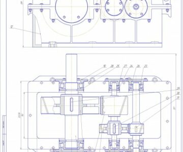 Чертеж Редуктор двухступенчатый цилиндрический с расчетом всего привода