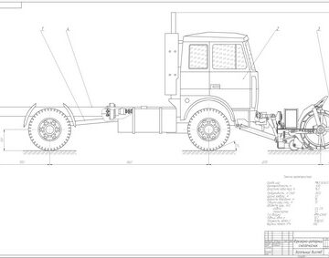 Чертеж Чертеж фрезерно-роторного снегоочистителя  Амкодор 9512  на базе машины МАЗ-543403