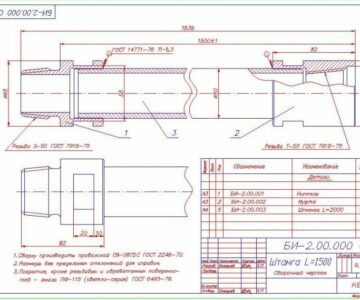 Чертеж Штанга L=1500