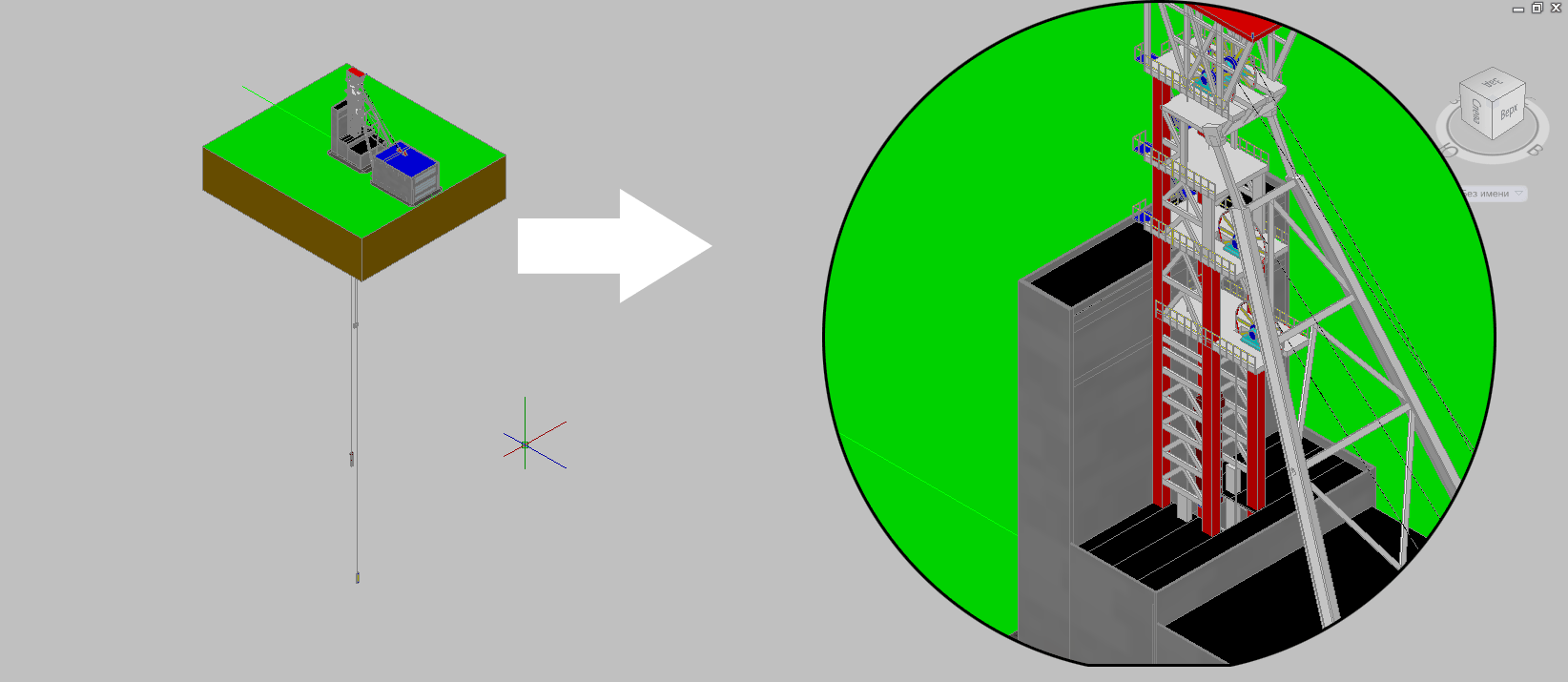 3D модель Надшахтное здание скипо-клетевого ствола