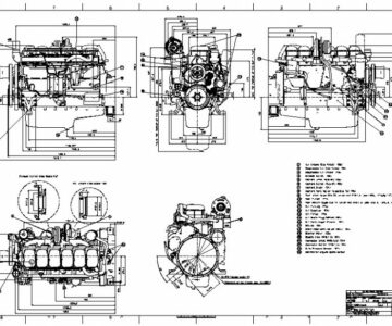 Чертеж Scania DC13 габаритный чертёж двигателя