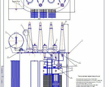 Чертеж Трехфазный трансформатор ТМ - 10000/110