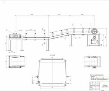 Чертеж Конвейер ленточный для перемещения сыпучих и других продуктов