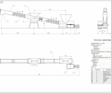 Чертеж Шнековый транспортер 1000 кг/час
