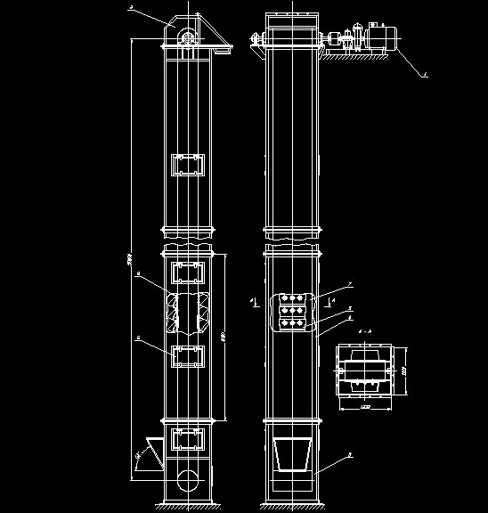 Чертеж Чертеж нории (ковшевой элеватор)