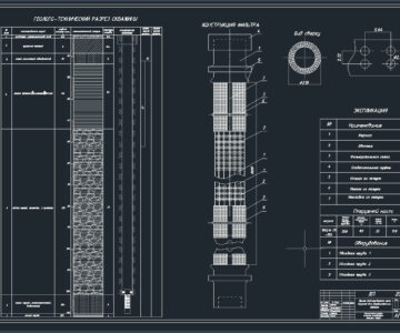 Чертеж Геологический разрез скважины. Конструкция фильтра. Разрез.