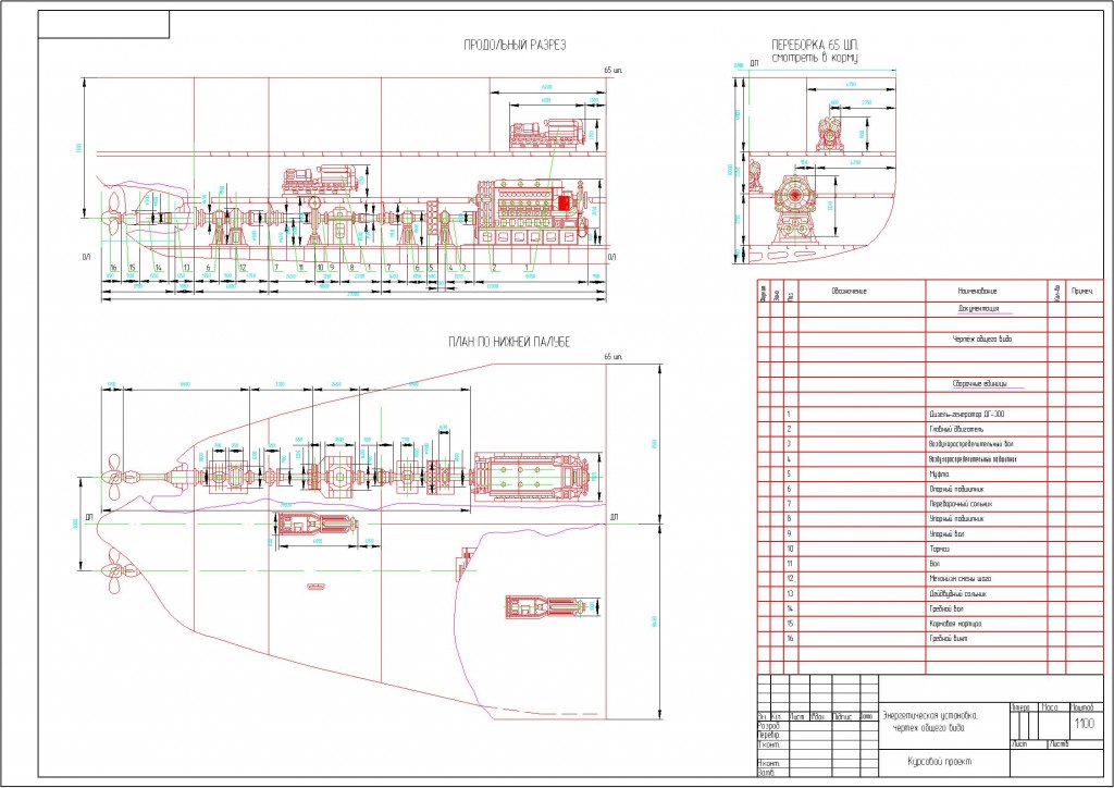 Чертеж Энергетическая становка судна