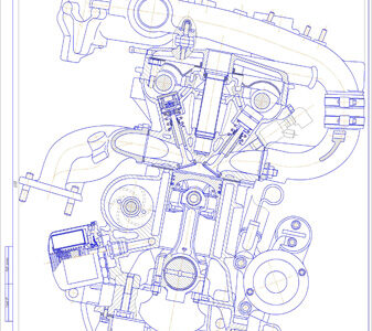 Чертеж Чертеж двигателя АЗЛК Москвич-2141
