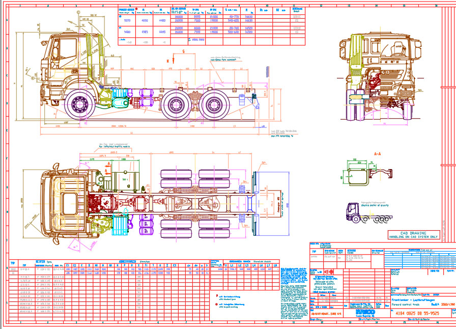 Чертеж Габаритный чертеж шасси Iveco Trakker 6×4