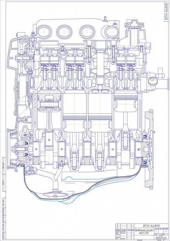 Чертеж Чертеж двигателя ВАЗ-2112