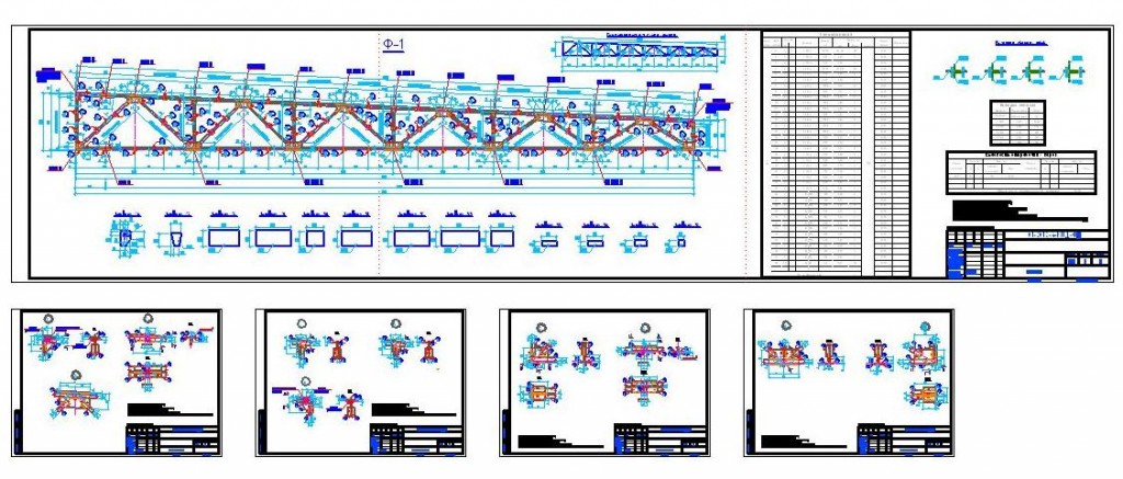 Чертеж Чертежи металлической фермы. Стадия - КМД.