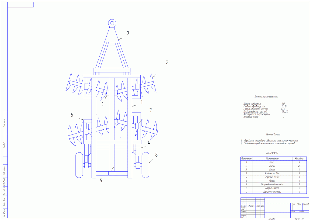 Чертеж Борона БДВ-3М