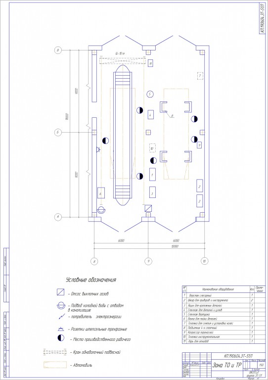Чертеж Курсовой проект Проектирование зоны ТО и ТР АТП