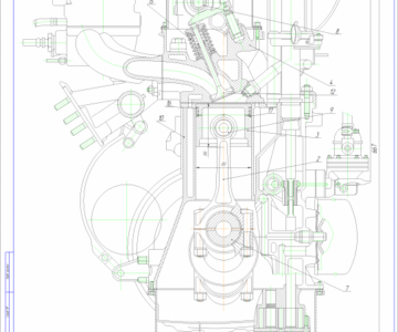 Чертеж Чертеж двигателя автомобиля Ваз-2105