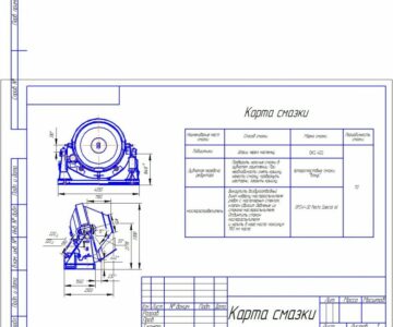 Чертеж Карта смазки Бетоносмесителя гравитационного СБ-103