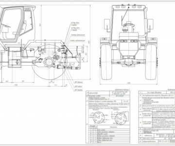 Чертеж Габаритный чертеж трактора Т-160