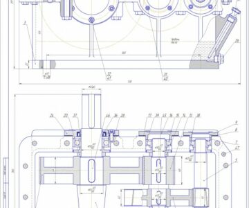 Чертеж Редуктор двухступенчатый 2D