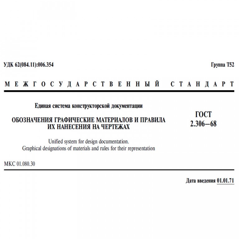 Чертеж ГОСТ 2.306-68 ЕСКД. Обозначения графические материалов и правила их нанесения на чертежах