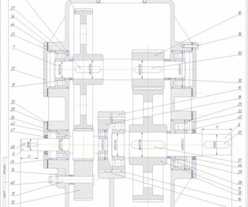 Чертеж 2х ступенчатый цилиндрический редуктор