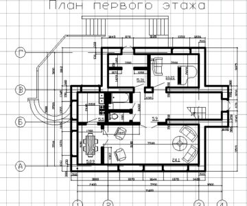 Чертеж Индивидуальный жилой дом: план первого и второго этажа