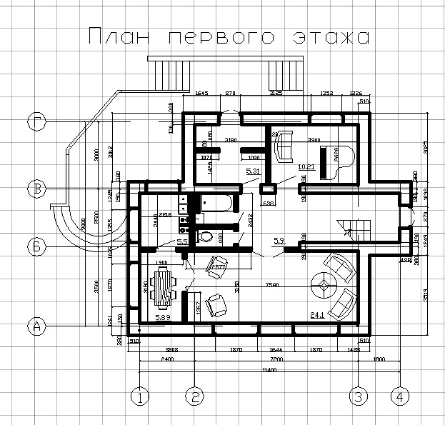 Чертеж Индивидуальный жилой дом: план первого и второго этажа