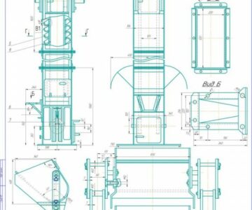 Чертеж ковшовый элеватор (нория)