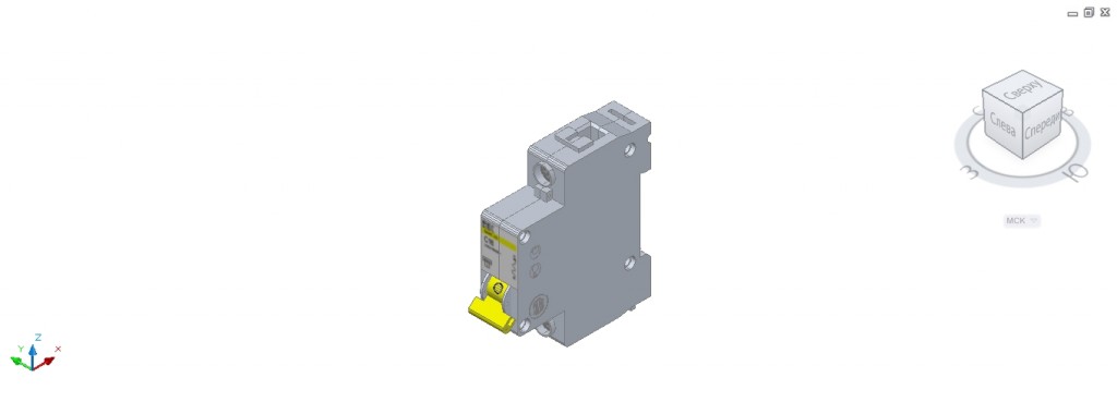 3D модель Однополюсный автомат IEC 3D