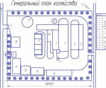 Чертеж Генеральный план фермы КРС на 50 голов.