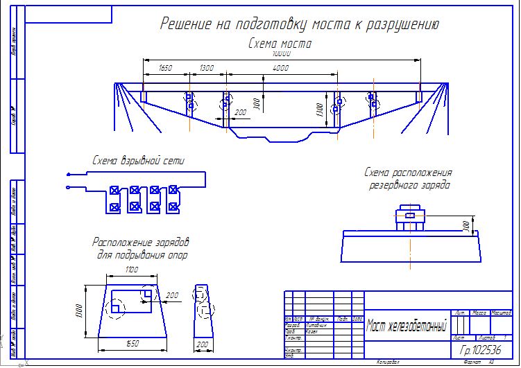 Чертеж Подрыв железобетонного моста