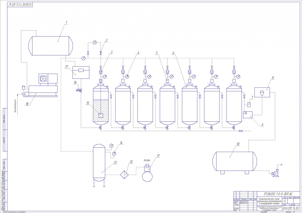 Чертеж Аппаратурно-технологическая схема шампанизации виноматреиалов