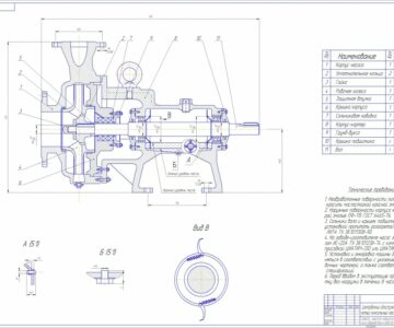 Чертеж Центробежный одноступенчатый консольный насос