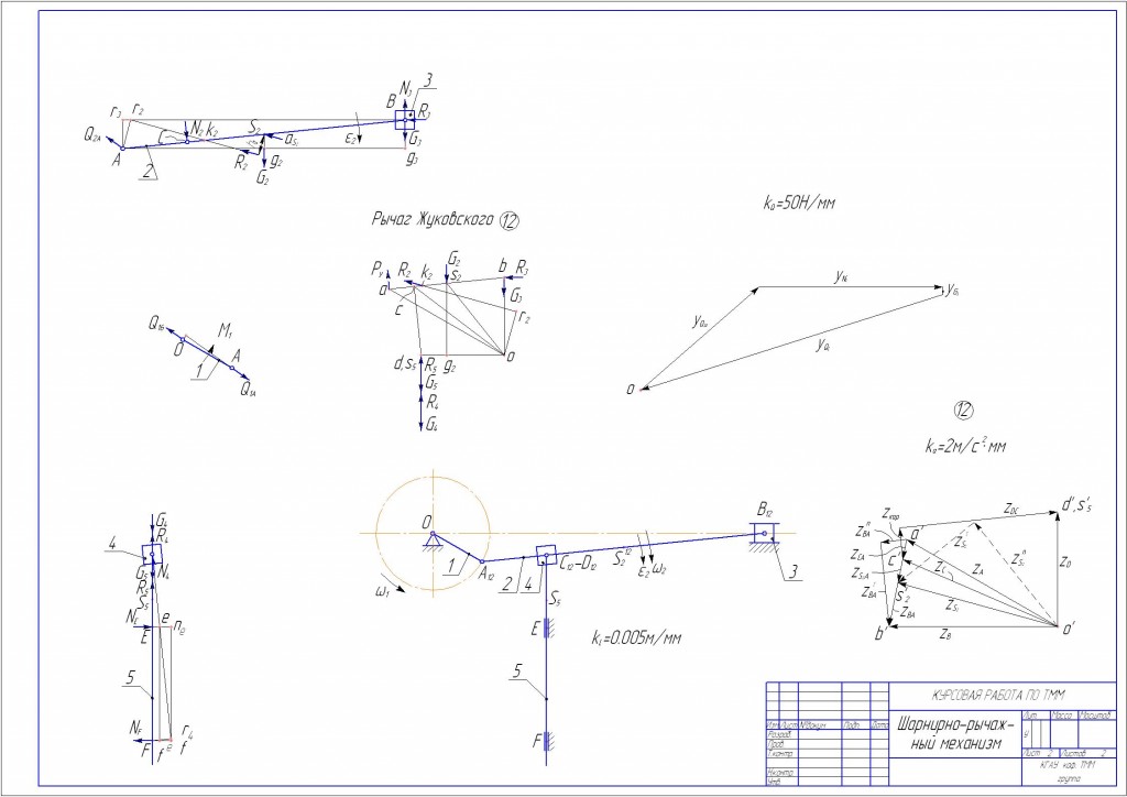 Чертеж курсовая работа по тмм проектирование с расчетами механизмов