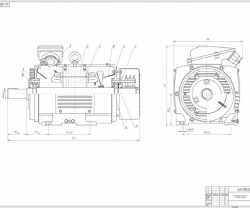 Чертеж Асинхронный двигатель с фазным ротором h=180, IP23