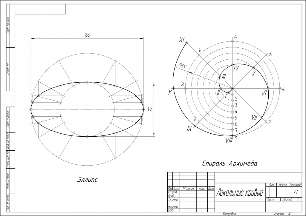 Чертеж Лекальные кривые