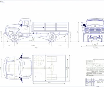 Чертеж ЗИЛ-130 вид общий