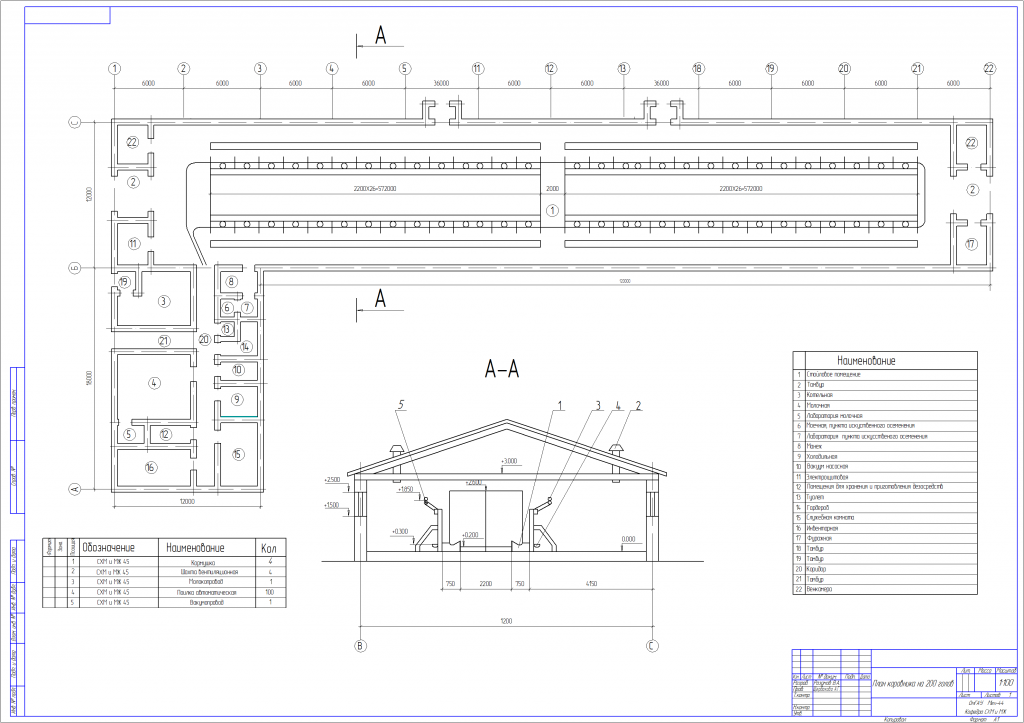 Чертеж Проектирование производственного животноводческого комплекса на 786 коров