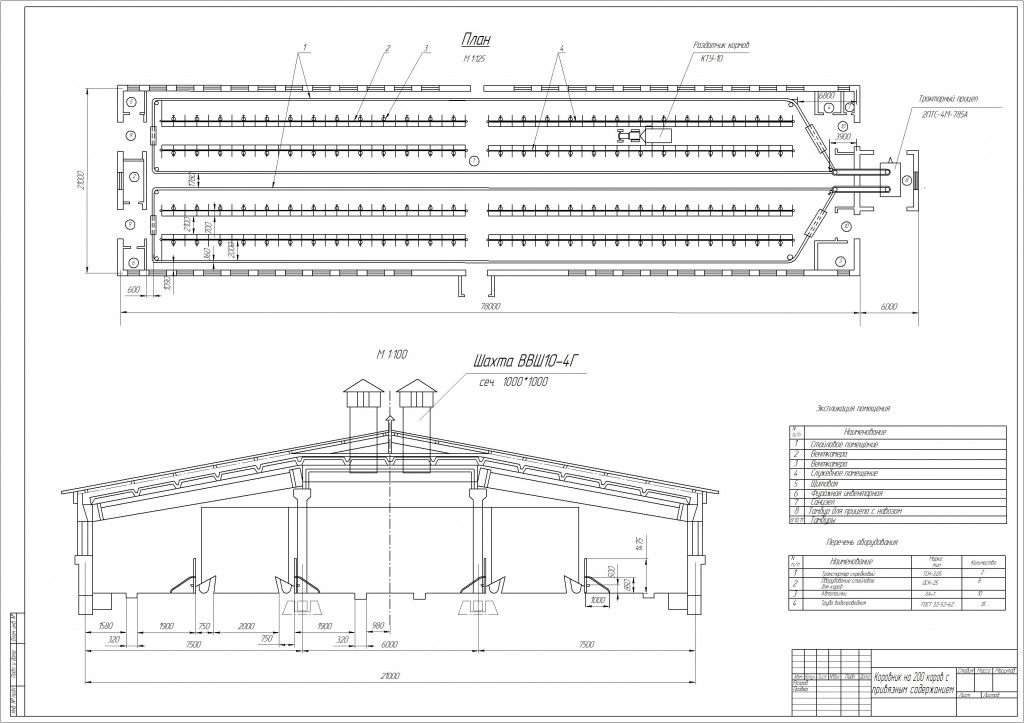 Чертеж Чертеж  генерального плана коровника на 200 коров